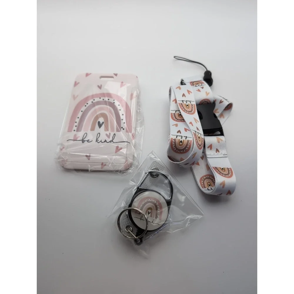 Be Kind lanyard id‎ badge holder Retractable Clip Holder